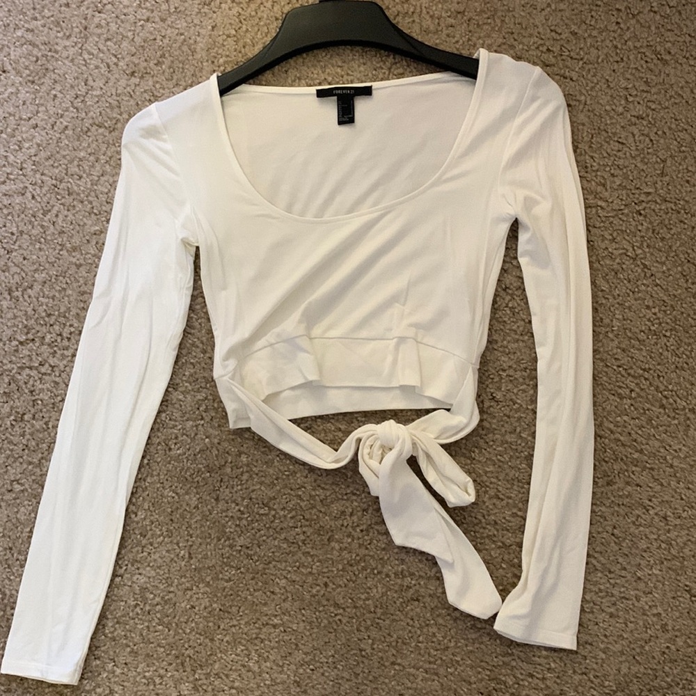 White Long Sleeve Crop Top